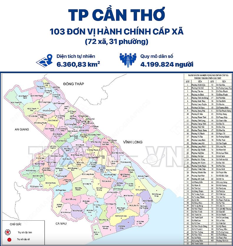 Địa chỉ, tên phường xã ở thành phố Cần Thơ mới từ 1-7